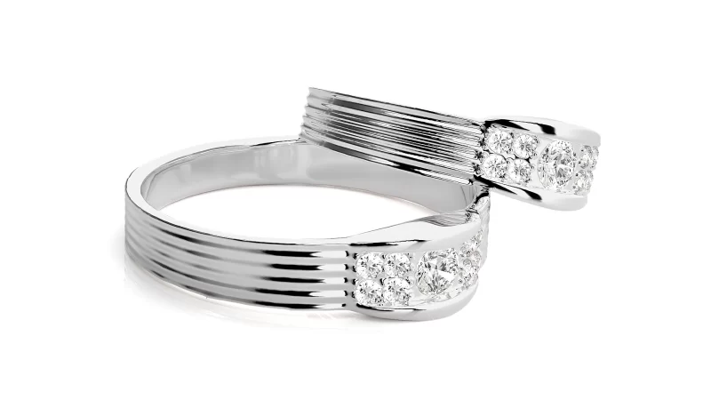 Verighete Cuplu Contemporary Dazzling Aur 18k Real Diamonds - Santos