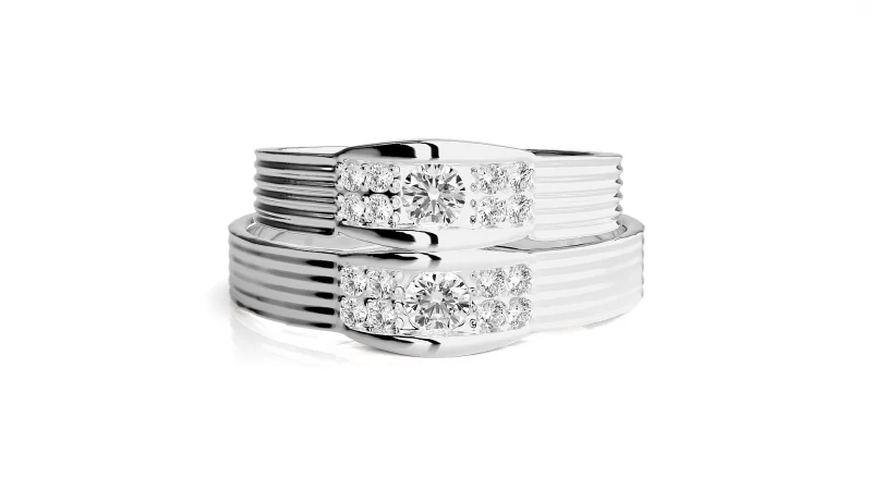 Verighete Cuplu Contemporary Dazzling Aur 18k Real Diamonds - Santos