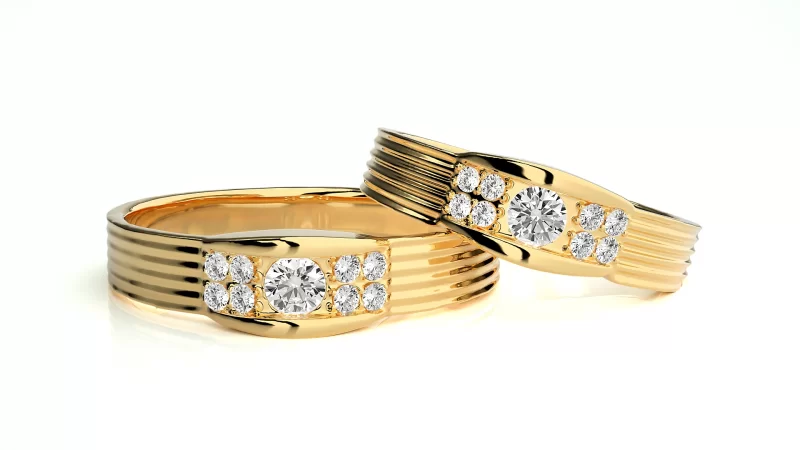 Verighete Cuplu Contemporary Dazzling Aur 18k Real Diamonds - Santos