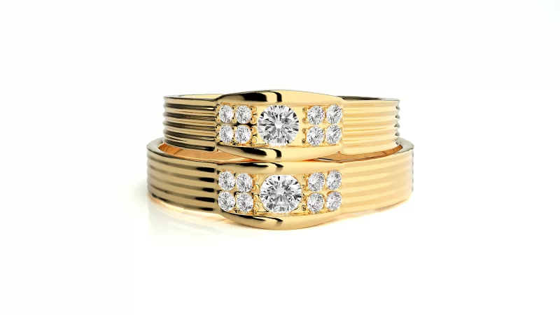 Verighete Cuplu Contemporary Dazzling Aur 18k Real Diamonds - Santos
