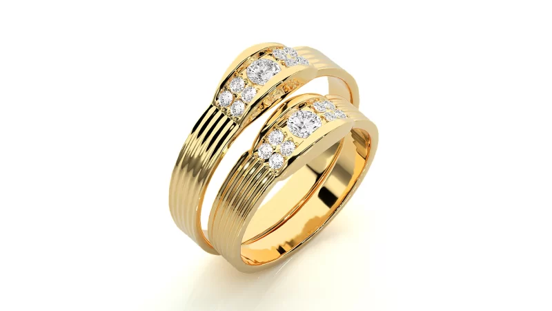 Verighete Cuplu Contemporary Dazzling Aur 18k Real Diamonds - Santos