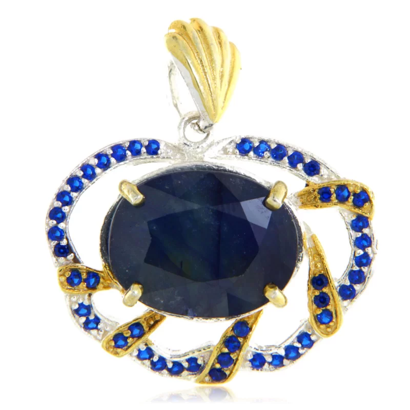 Pandantiv Argint 925 Accente Aurite Safir Natural Cubic Zirconia - Stralucire si Distinctie