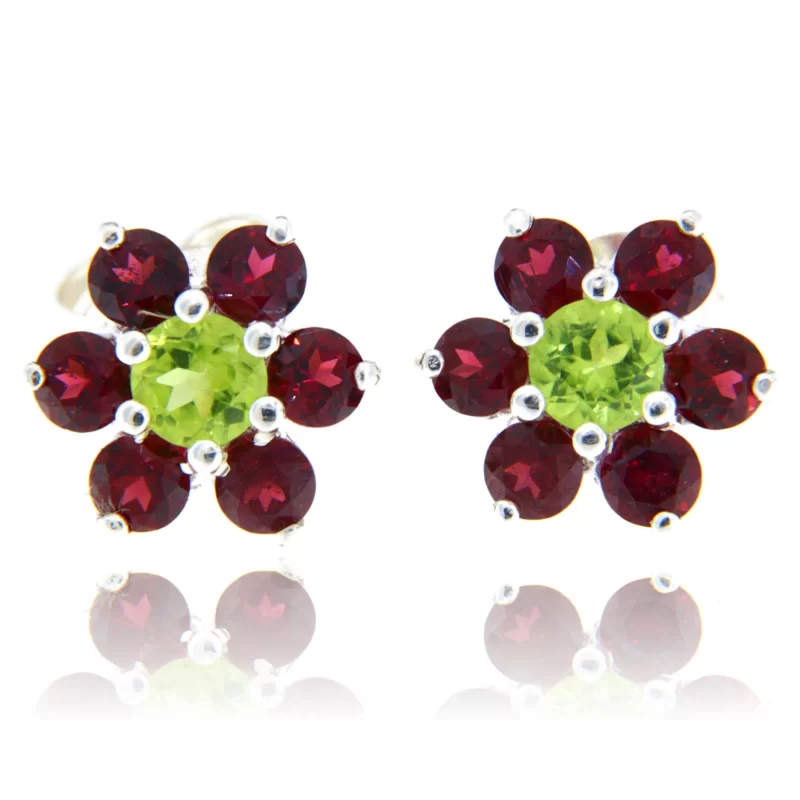 Cercei Argint 925 Peridot Granat Naturale - Forta si Frumusete