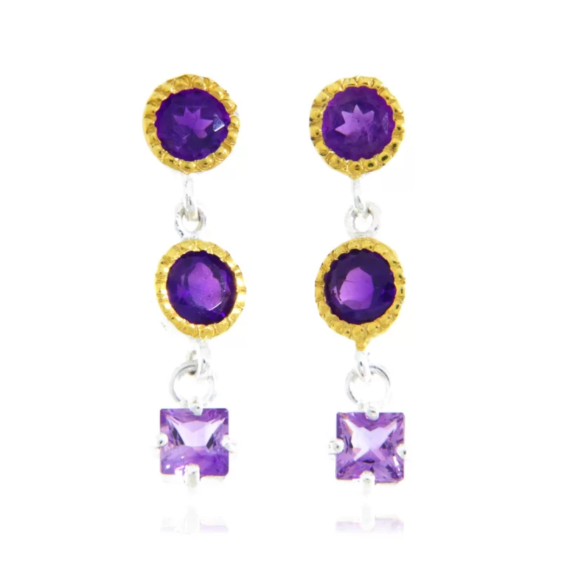 Cercei Argint 925 Accente aurite Ametist Natural - Lux si Armonie