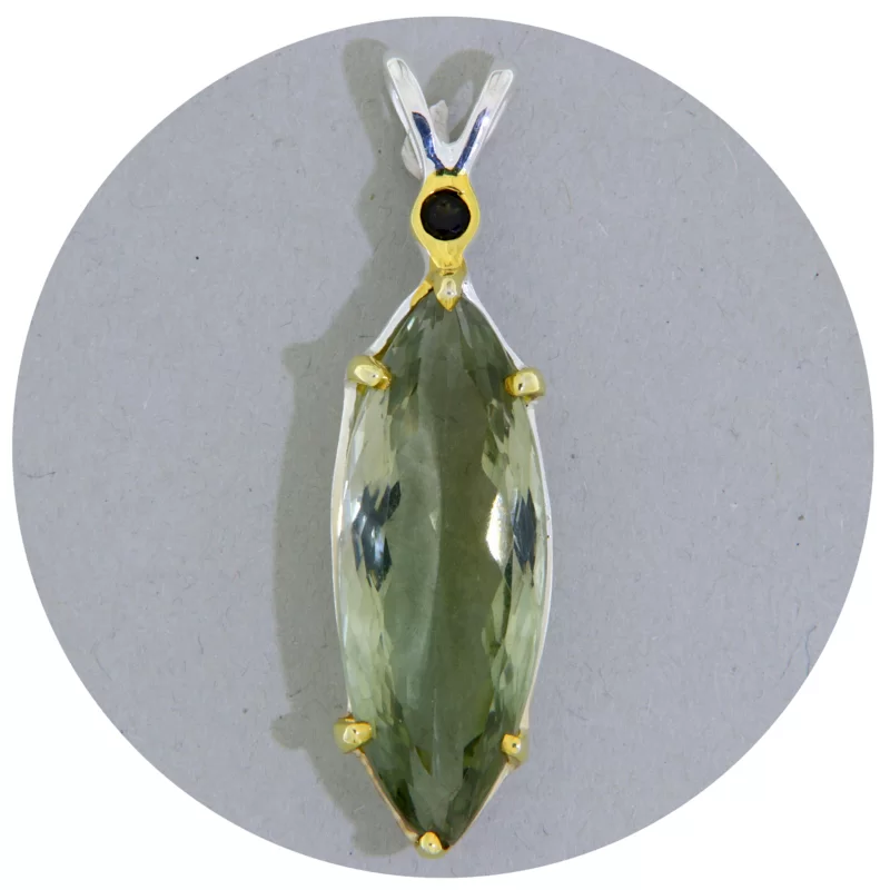 Pandant Argint 925 Accente aurii Ametist Verde Natural - Rafinament si Naturalete
