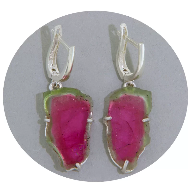 Cercei Argint 925 Turmalina Watermelon Natural - Eleganta si Culoare