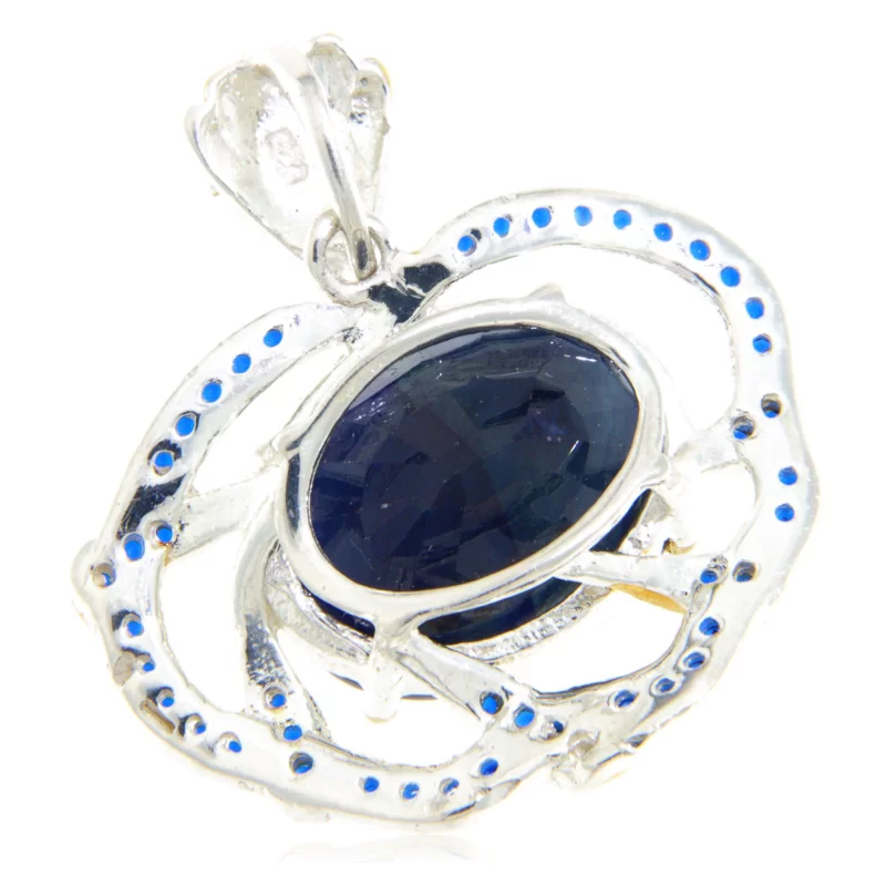 Pandantiv Argint 925 Accente Aurite Safir Natural Cubic Zirconia - Stralucire si Distinctie
