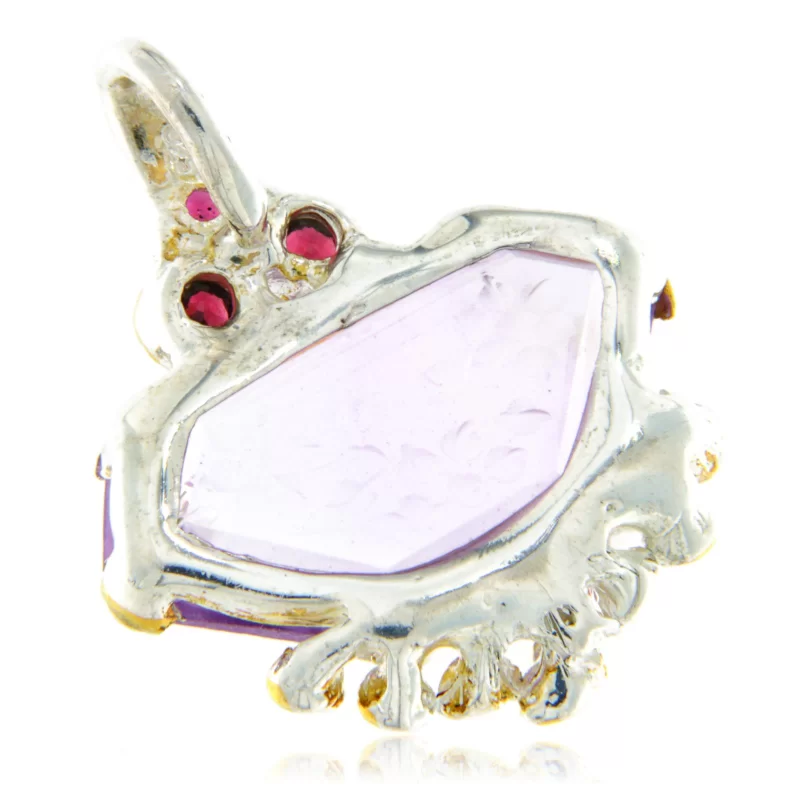 Pandantiv Argint 925 Accente Aurite Ametist Granat Naturale - Stil si Autenticitate