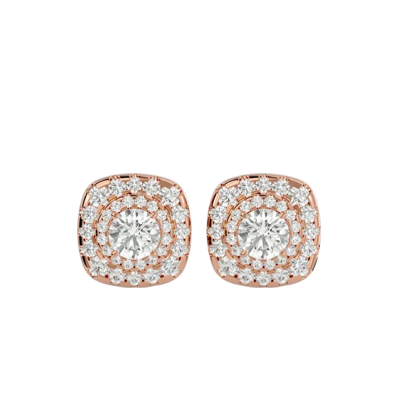 Cercei Aur Magnificent Halo Stud Aur 18k Genuine Diamonds - Georgette