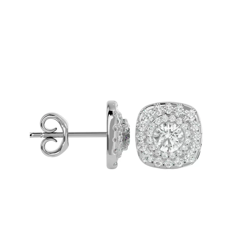 Cercei Aur Magnificent Halo Stud Aur 18k Genuine Diamonds - Georgette