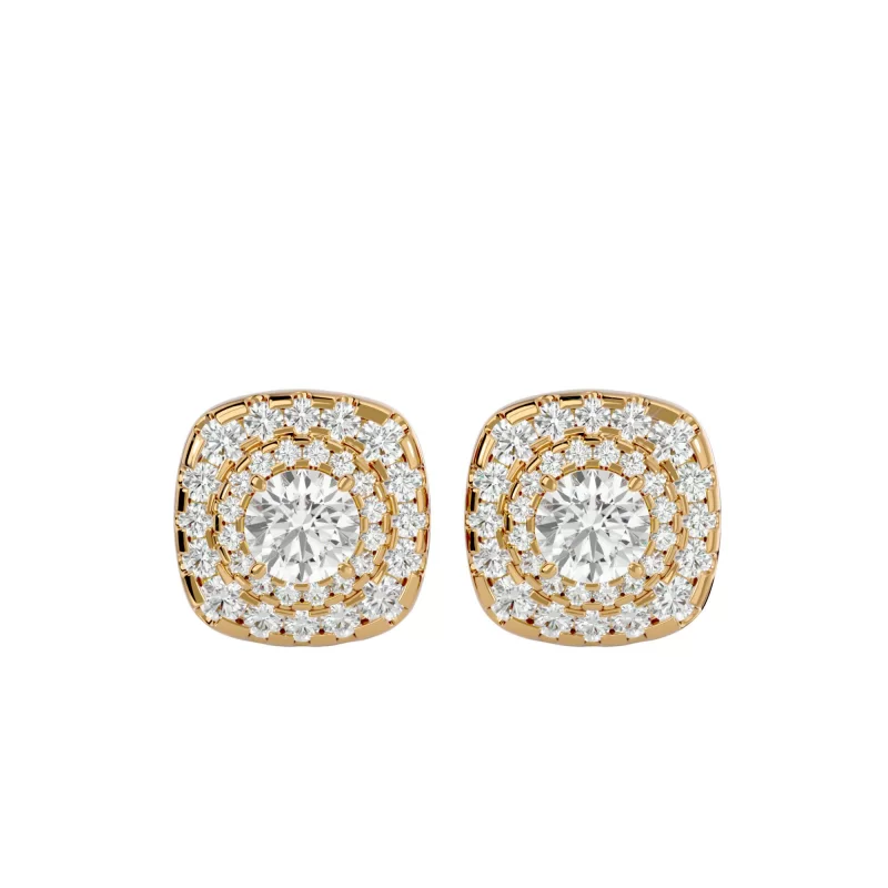 Cercei Aur Magnificent Halo Stud Aur 18k Genuine Diamonds - Georgette