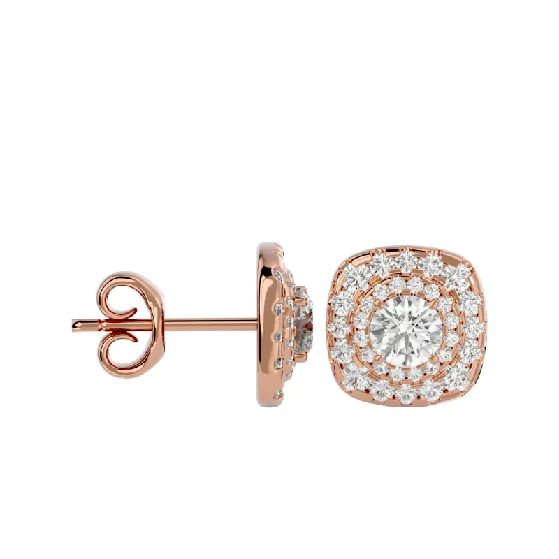 Cercei Aur Magnificent Halo Stud Aur 18k Genuine Diamonds - Georgette