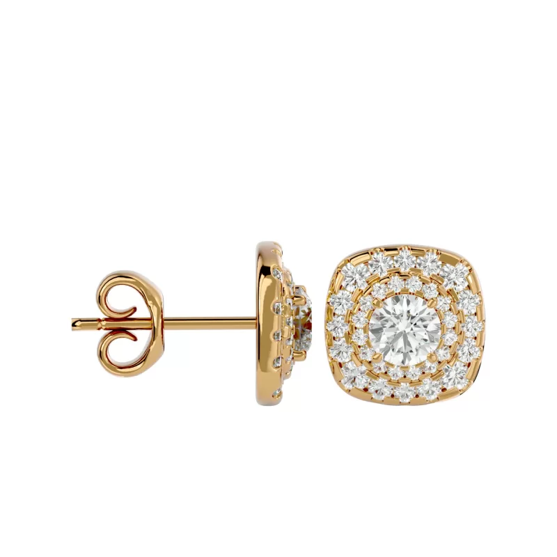 Cercei Aur Magnificent Halo Stud Aur 18k Genuine Diamonds - Georgette