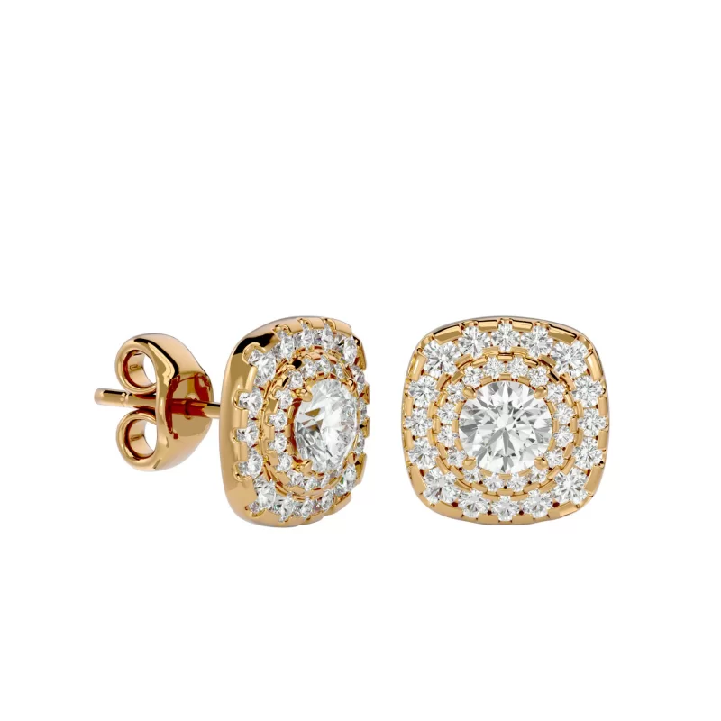 Cercei Aur Magnificent Halo Stud Aur 18k Genuine Diamonds - Georgette