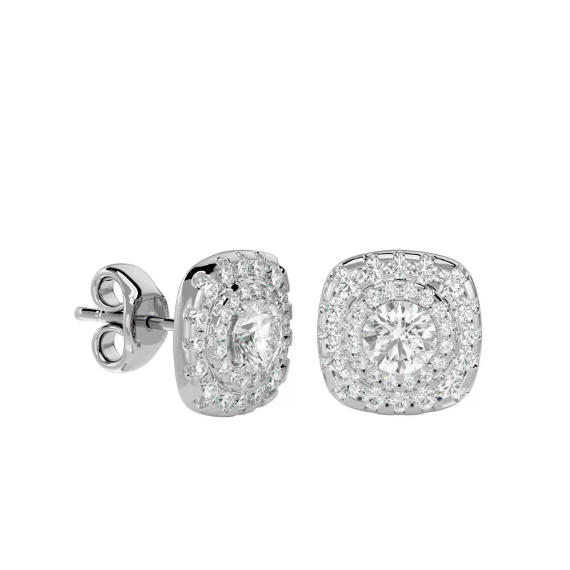 Cercei Aur Magnificent Halo Stud Aur 18k Genuine Diamonds - Georgette