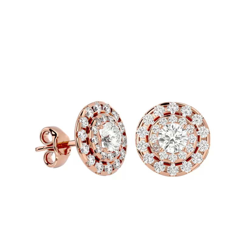 Cercei Aur Harmonious Halo Stud Aur 18k Pure Diamonds - Amanda
