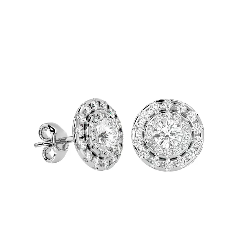 Cercei Aur Harmonious Halo Stud Aur 18k Pure Diamonds - Amanda