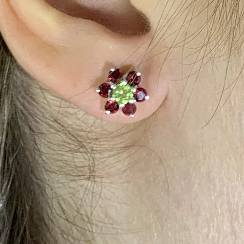 Cercei Argint 925 Peridot Granat Naturale - Forta si Frumusete