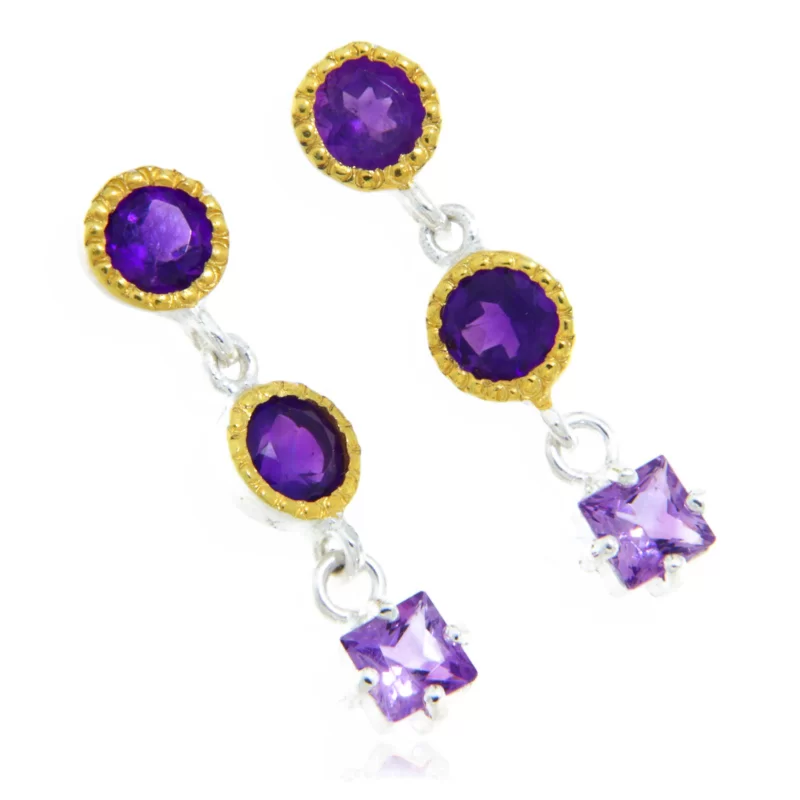 Cercei Argint 925 Accente aurite Ametist Natural - Lux si Armonie