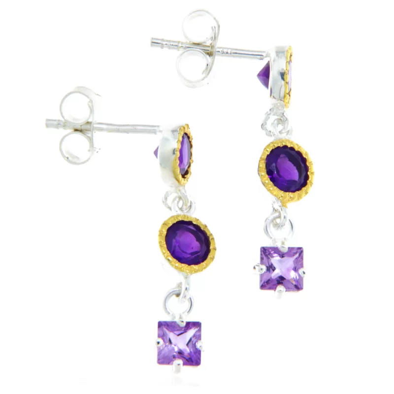 Cercei Argint 925 Accente aurite Ametist Natural - Lux si Armonie