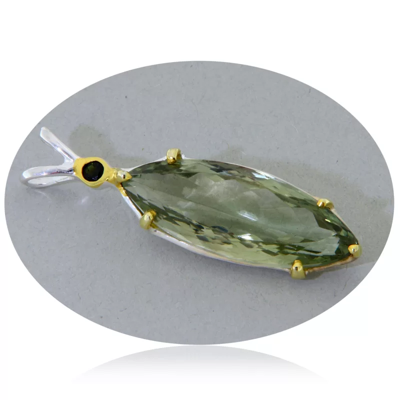 Pandant Argint 925 Accente aurii Ametist Verde Natural - Rafinament si Naturalete