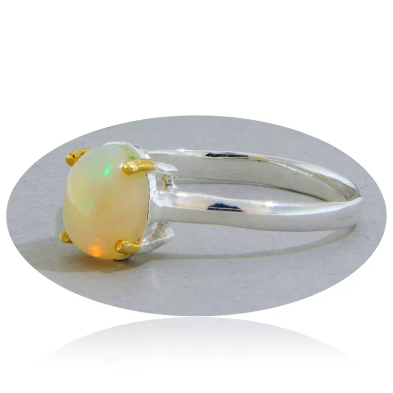 Inel Argint 925 Accente aurite Opal Natural - Eleganta si Magie