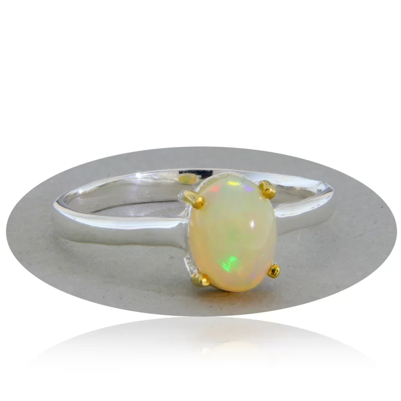 Inel Argint 925 Accente aurite Opal Natural - Eleganta si Magie