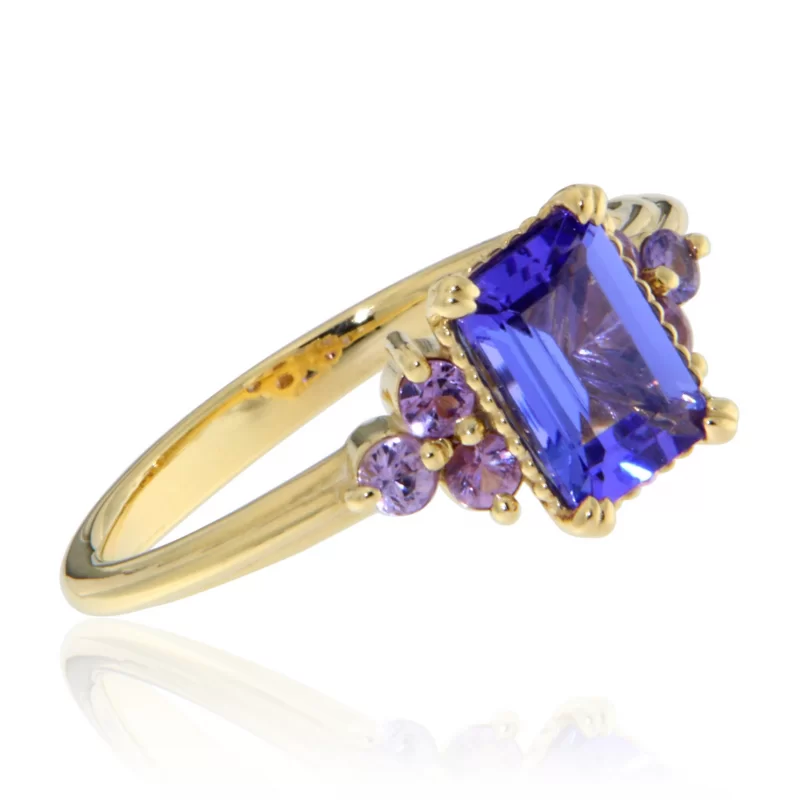 Inel Aur 14 k Tanzanit Safire Naturale - Frumusete Exclusiva