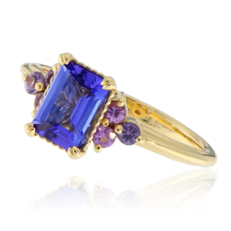 Inel Aur 14 k Tanzanit Safire Naturale - Frumusete Exclusiva