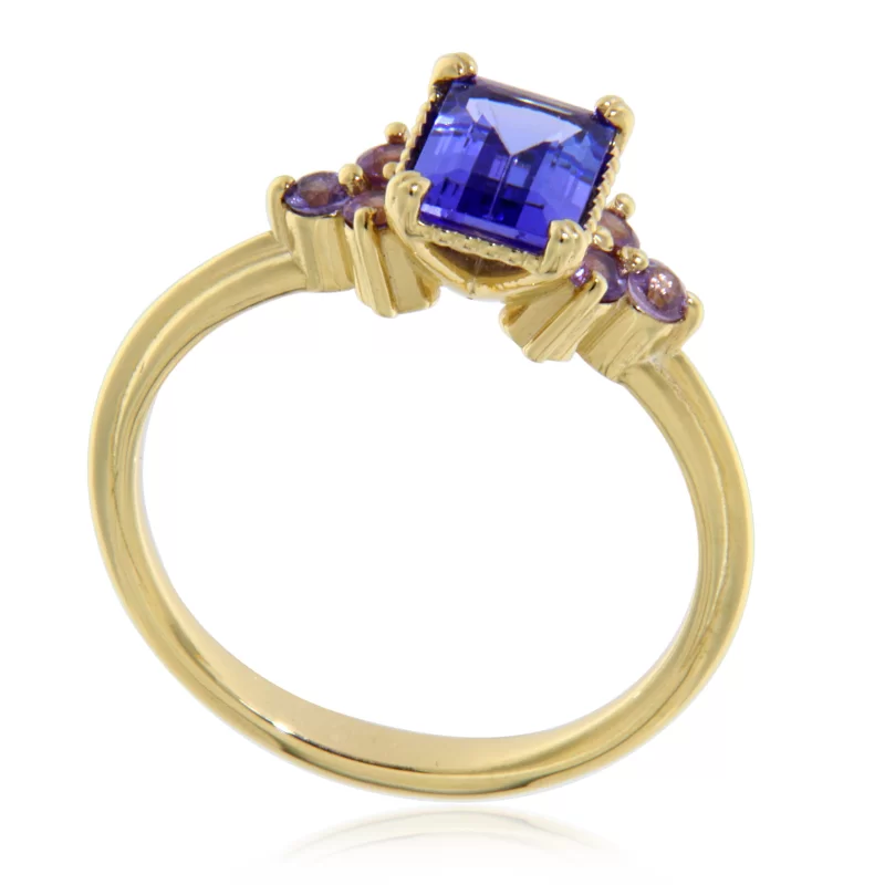 Inel Aur 14 k Tanzanit Safire Naturale - Frumusete Exclusiva