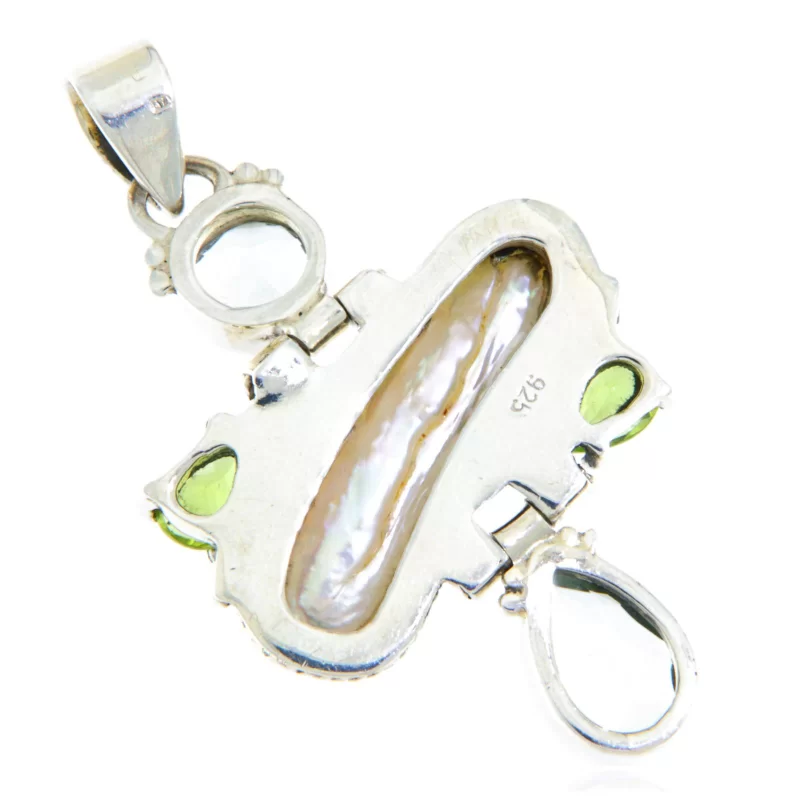 Pandant Argint 925 Perla de cultura Peridot Ametist Verde Naturale - Armonie si Eleganta