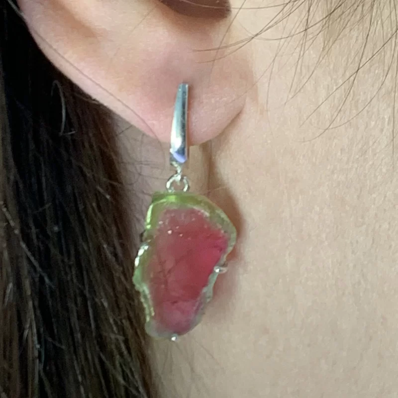 Cercei Argint 925 Turmalina Watermelon Natural - Eleganta si Culoare