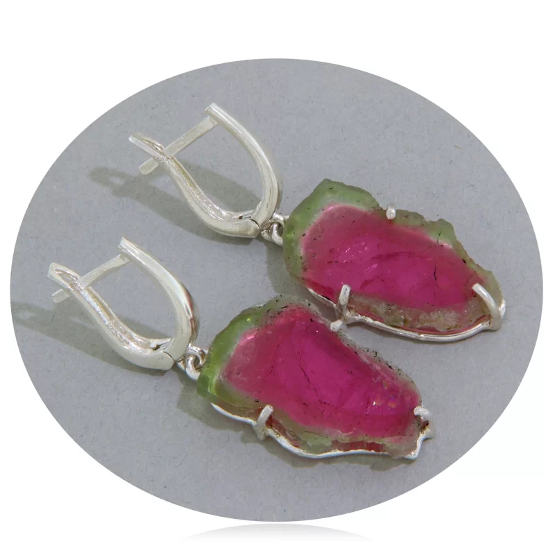 Cercei Argint 925 Turmalina Watermelon Natural - Eleganta si Culoare