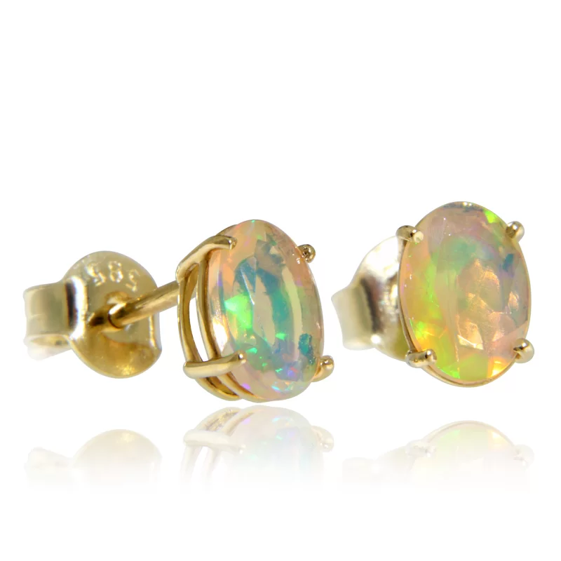 Cercei Aur 14k Opal etiopian natural - Frumusete si Lumina