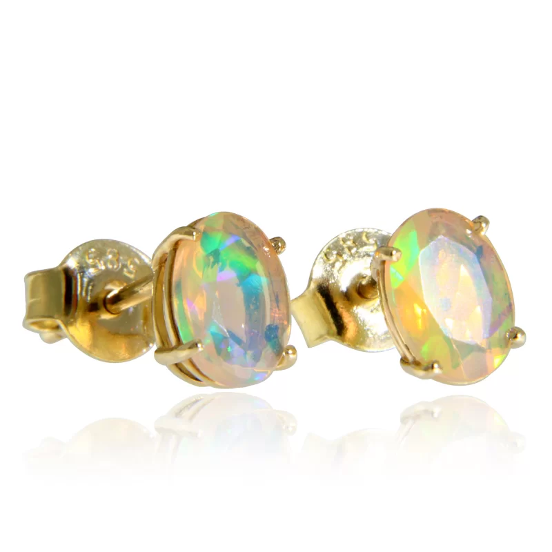 Cercei Aur 14k Opal etiopian natural - Frumusete si Lumina