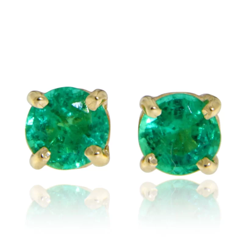 Cercei Aur 14k Smaralde Naturale de Zambia 3 mm - Eleganta si Rafinament