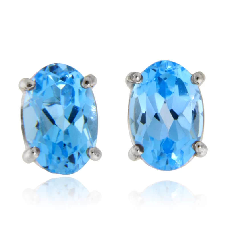 Cercei Aur Alb 14 k Stud Topaze Naturale - Stralucire si Delicatete