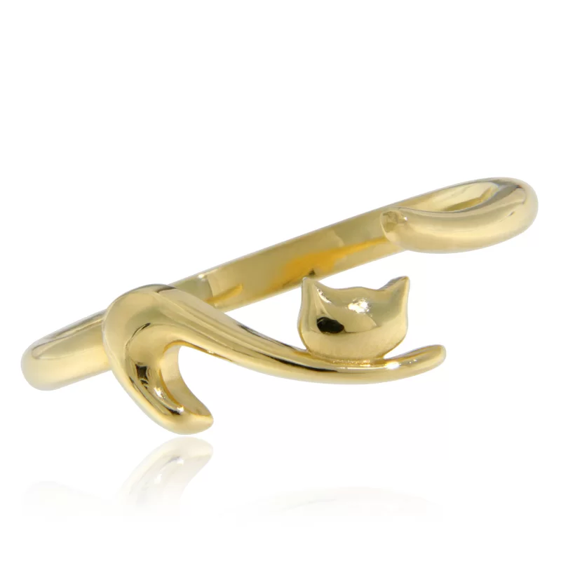 Inel Aur Galben 14k Cute Cat - Sarm si Originalitate
