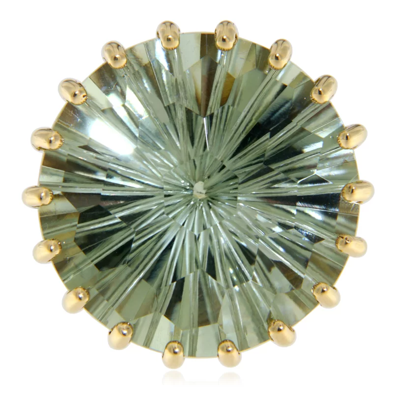 Inel Aur 14k Galben Ametist Verde (Prasiolit sau Vermarin) Natural - Eleganta si Rafinament