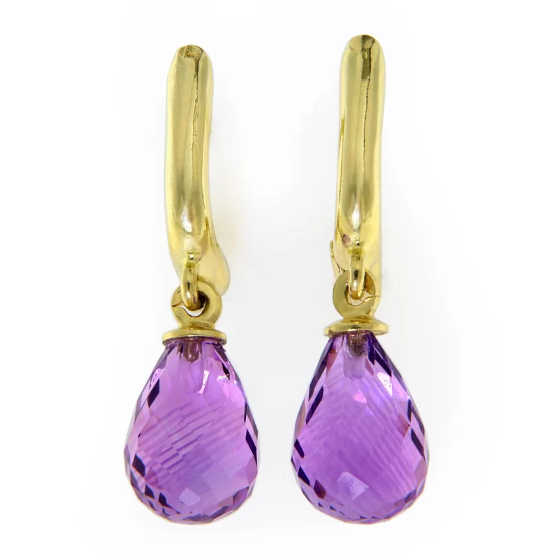 Cercei Aur Galben 14k Ametist Natural Briolete - Rafinament si Culoare