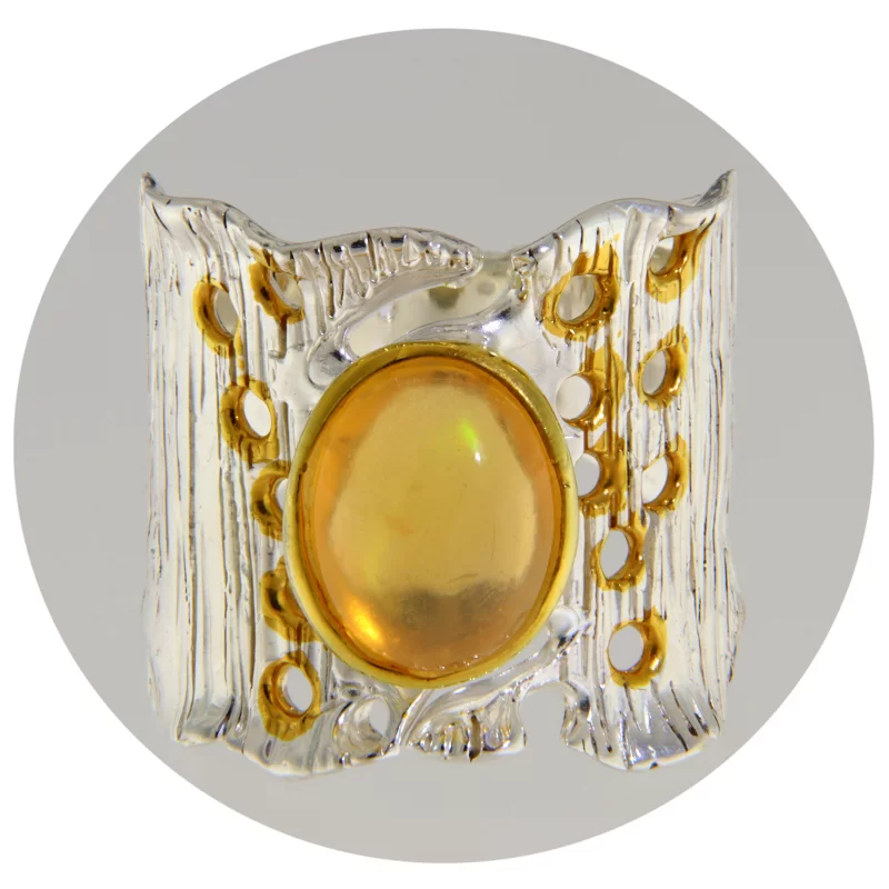 Inel Argint 925 Accente aurite Opal Natural - Eleganta si Stralucire