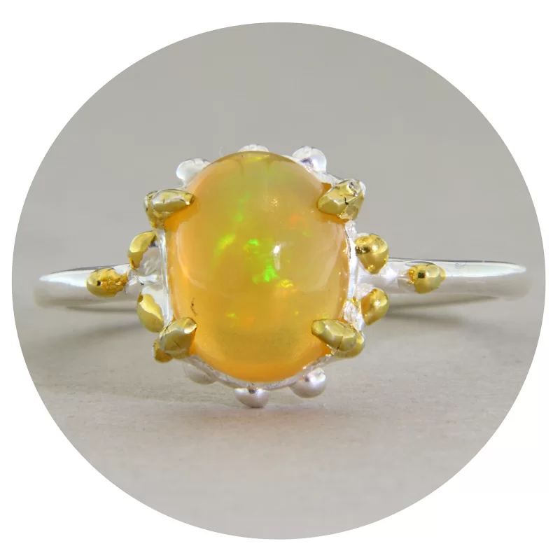 Inel Argint 925 Accente Aurite Opal Natural - Eleganta si Mister