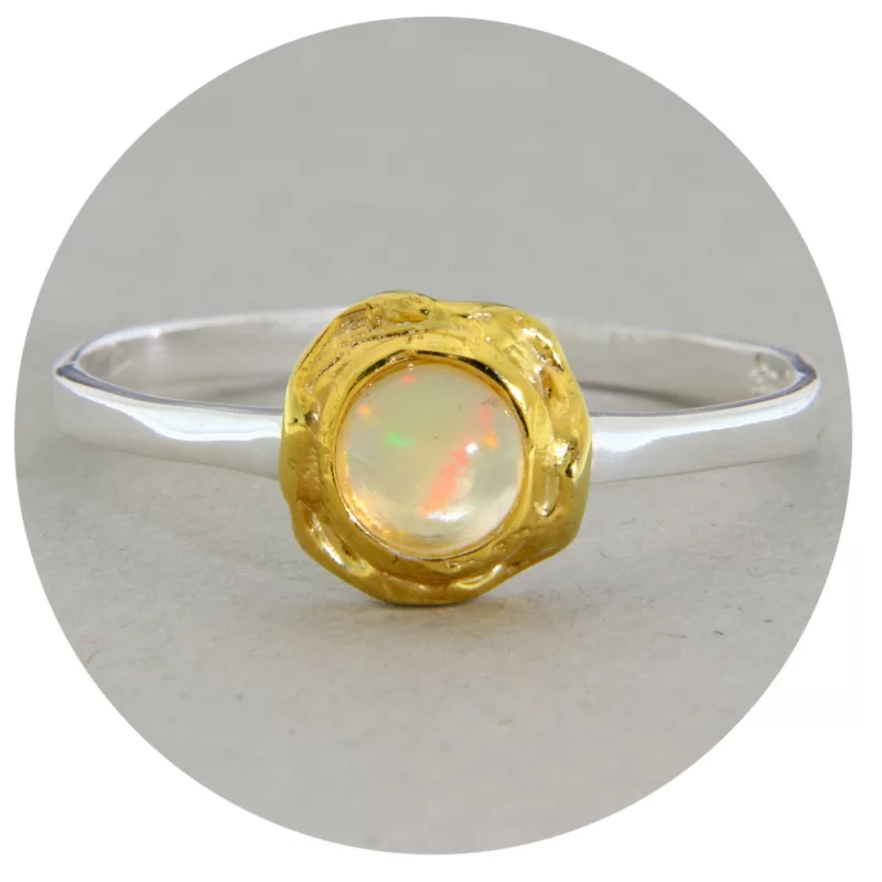 Inel Argint 925 Accente Aurite Opal Natural - Energie si Rafinament