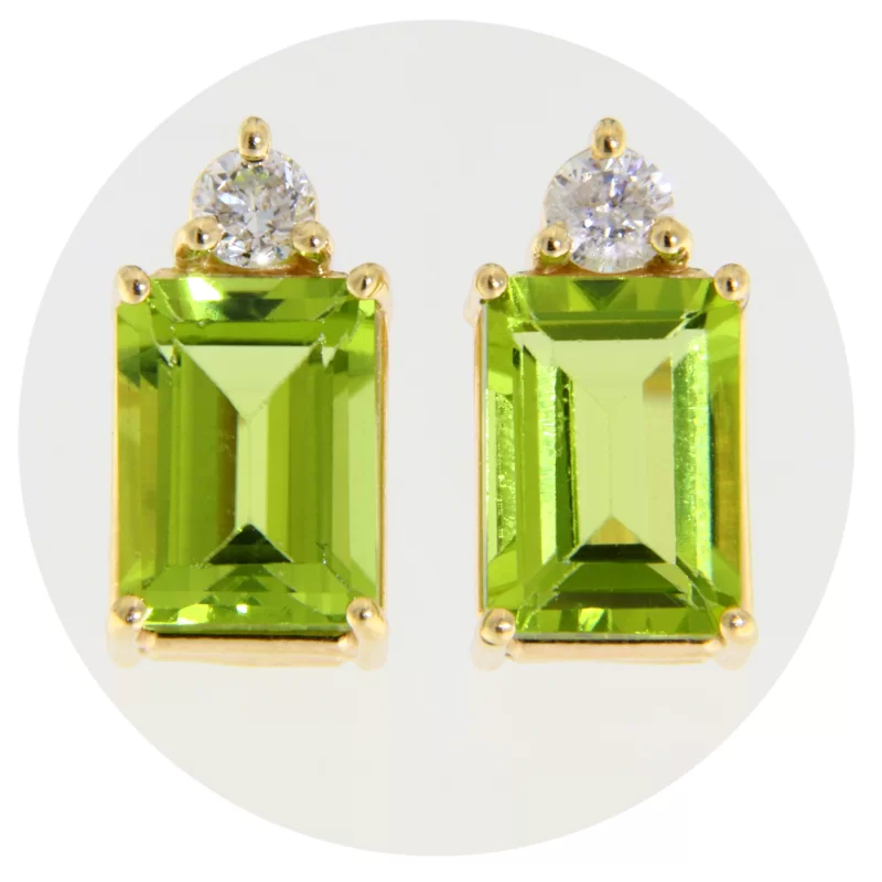 Cercei Aur 14k Galben Peridot Diamante Naturale - Eleganta si Rafinament