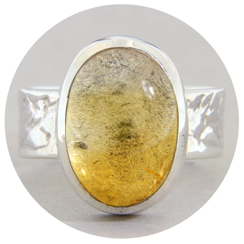 Inel Argint 925 Citrin Cabochon Natural - Elegant si Vibrant