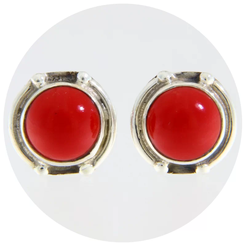Cercei Argint 925 Stud Surub Coral Natural - Eleganta si Vibratie Marina