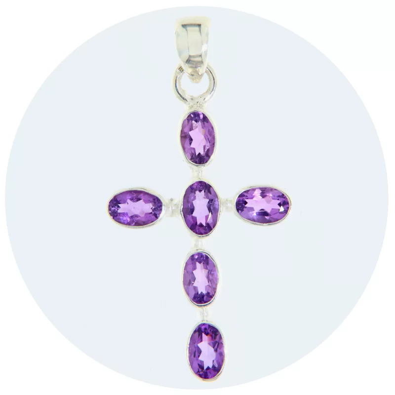 Pandantiv Argint 925 Cruce Ametist Natural - Eleganta si Spiritualitate