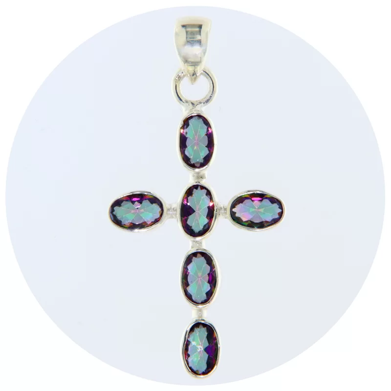 Pandantiv Argint 925 Cruce Topaz Mistic - Stralucire Mistica