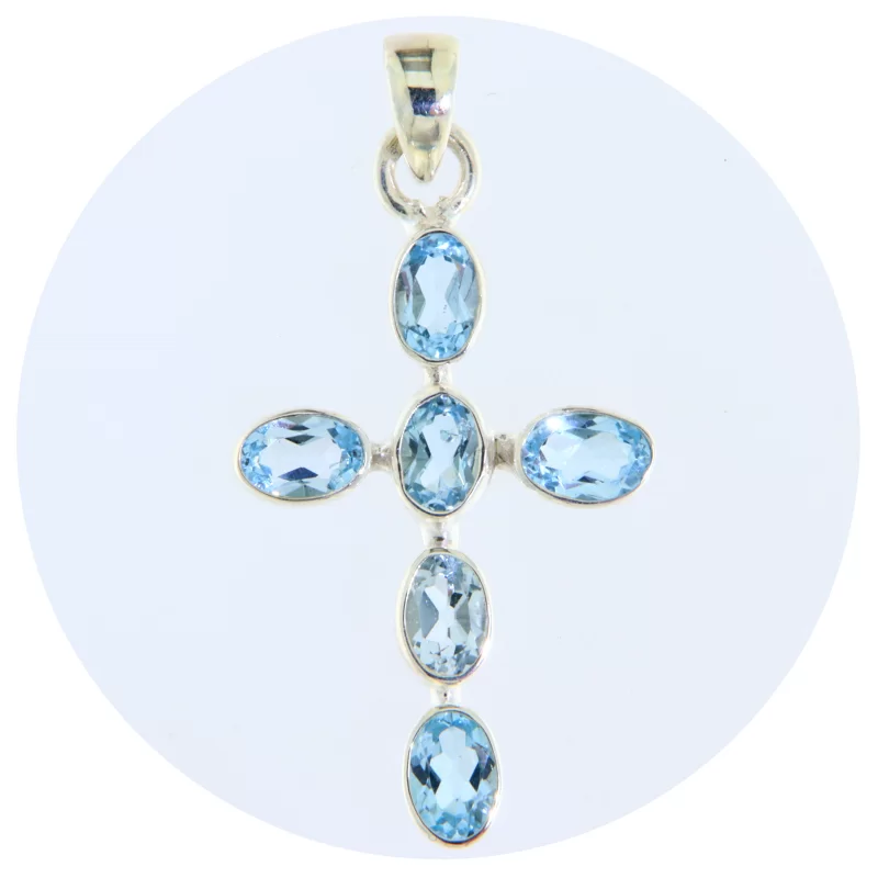 Pandantiv Argint 925 Cruce Topaz Natural - Armonie si Luminozitate