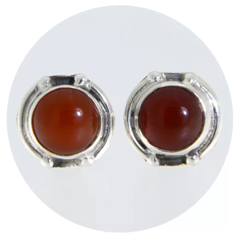 Cercei Argint 925 Stud Surub Carneol Natural - Simplitate si Energie